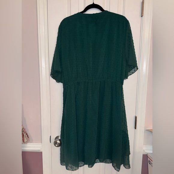 BTFBM Women Elegant Faux Wrap V-Neck
High Waist Green Dress With Swiss Dot 2XL - Picture 8 of 14